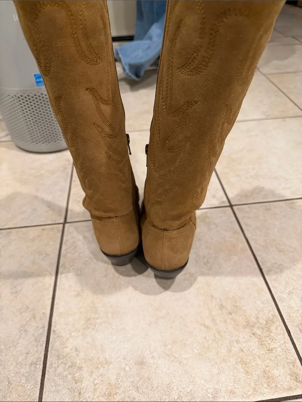 Steve Madden Tan Suede Over-the-Knee Western Boots